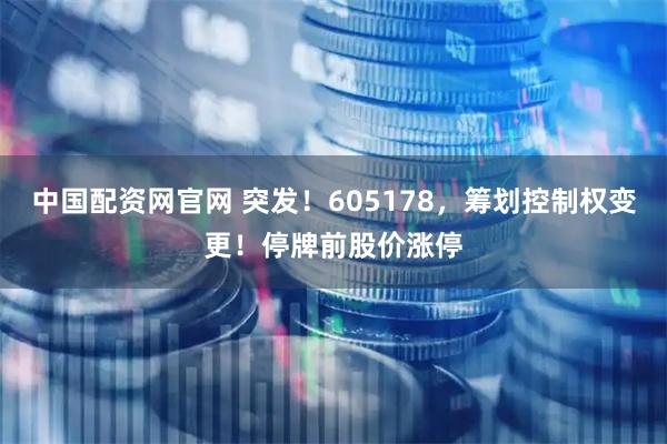 中国配资网官网 突发！605178，筹划控制权变更！停牌前股价涨停