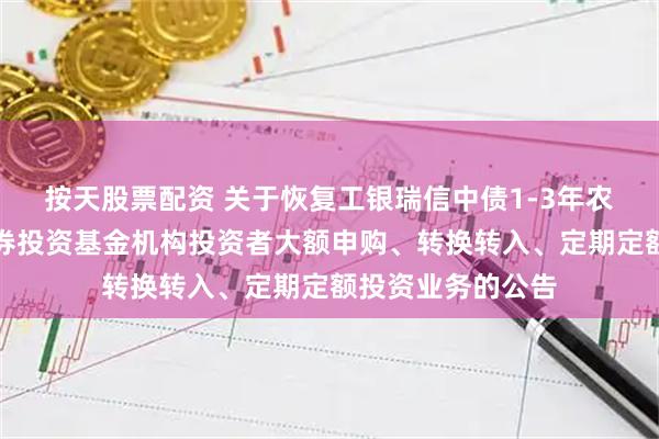按天股票配资 关于恢复工银瑞信中债1-3年农发行债券指数证券投资基金机构投资者大额申购、转换转入、定期定额投资业务的公告
