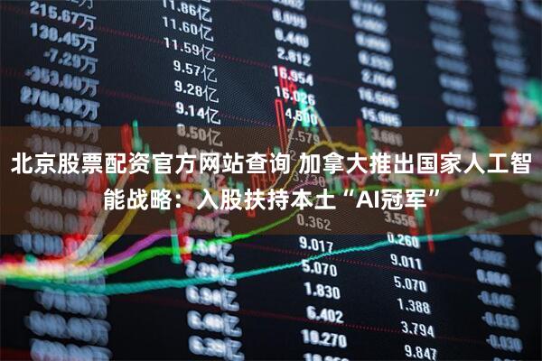 北京股票配资官方网站查询 加拿大推出国家人工智能战略：入股扶持本土“AI冠军”